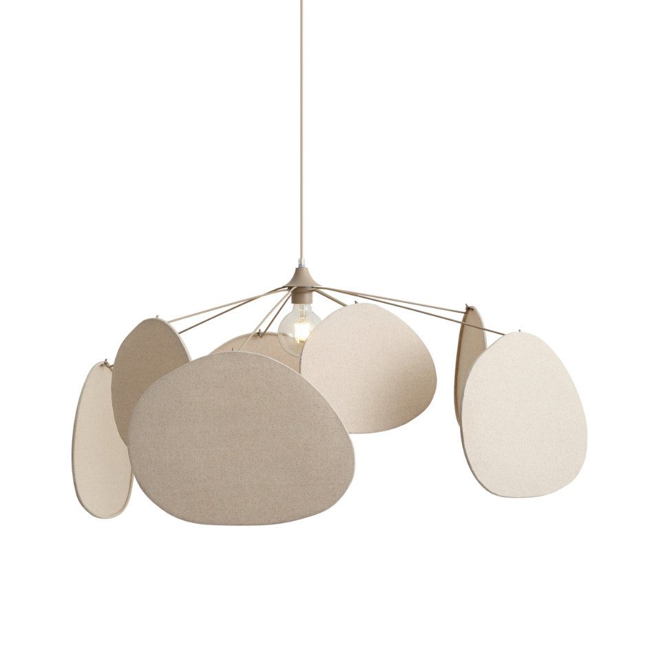 Qazqa Pendelleuchte Organica, ohne Leuchtmittel, Warmweiß, QAZQA Hängeleuchte, e27, Beige, Metall, Japandi