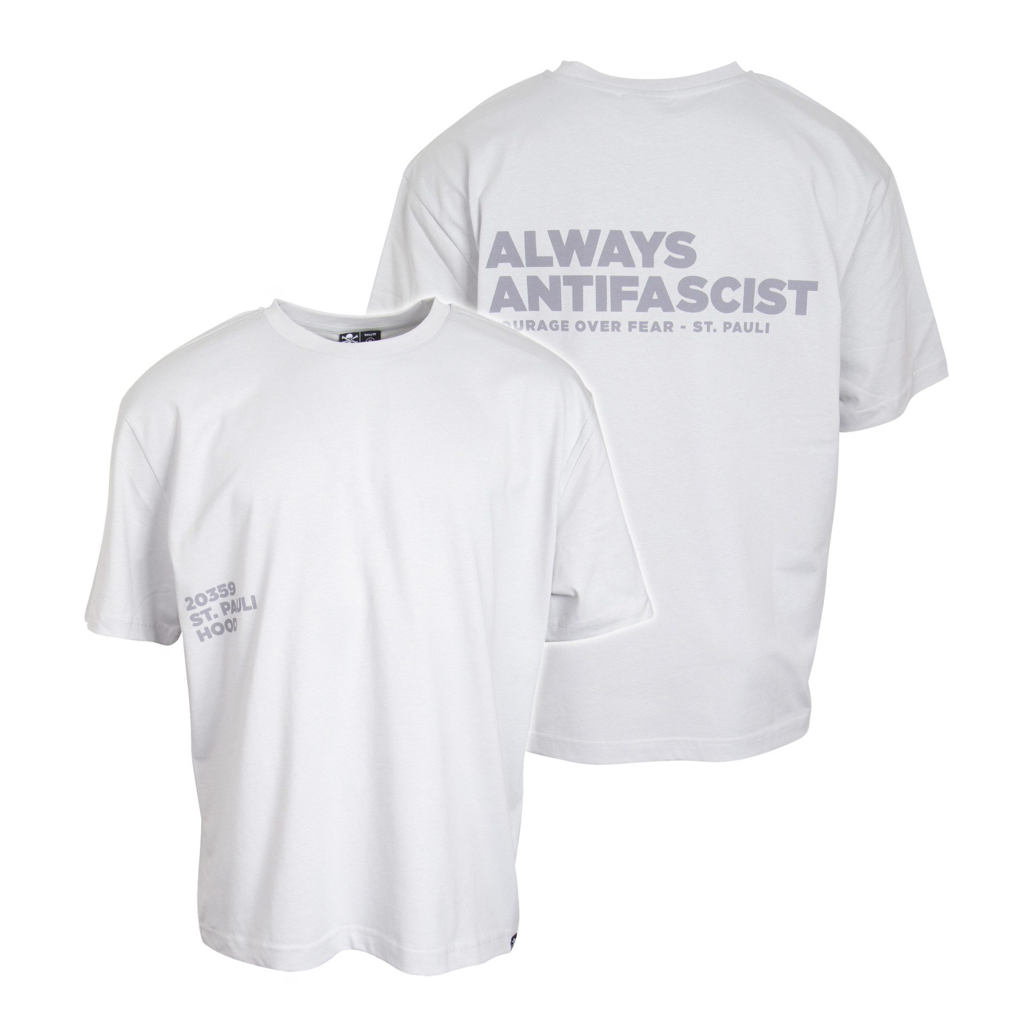 FC St. Pauli T-Shirt FC St. Pauli - T-Shirt "Always Antifascist" - hellgrau