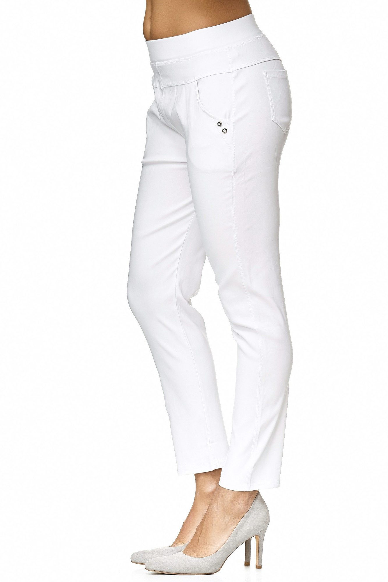 MIRROSI Stretch-Hose Weiß Arbeitshose Schwester Strech elegant kurzgrössen günstig online kaufen