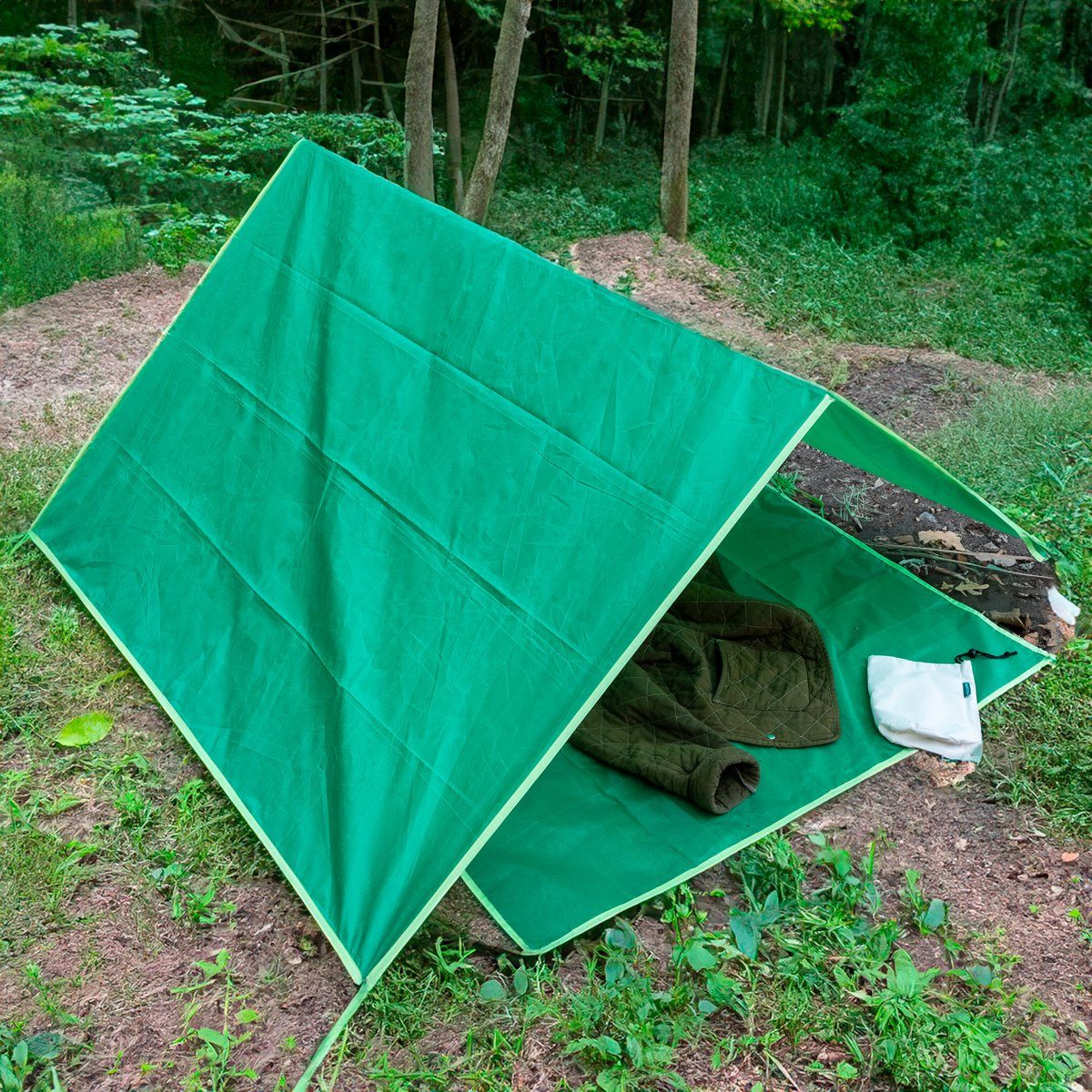 Kikkerland Tarp-Zelt Bag + Tent Outdoor-Spielzelt für junge Abenteurer Plane Vordach Ösen
