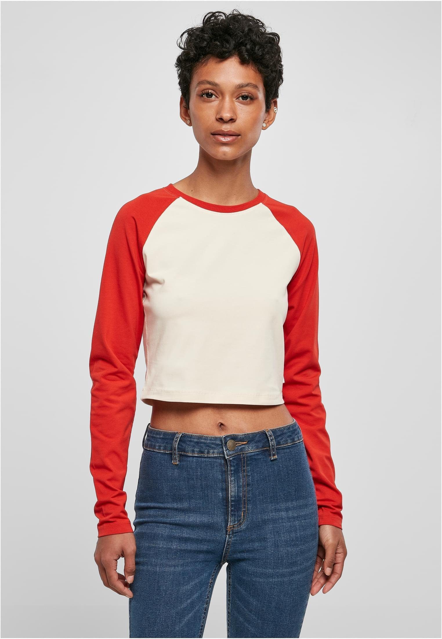 URBAN CLASSICS Longsleeve Ladies Organic Cropped Retro Baseball Longsleeve
