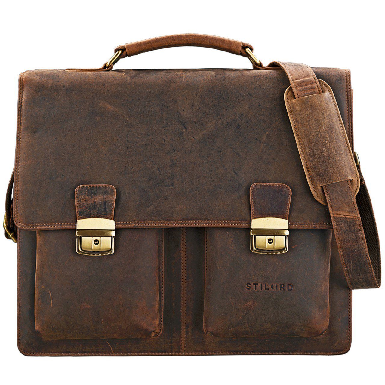 STILORD Aktentasche "Tiberius" Vintage Aktentasche Leder