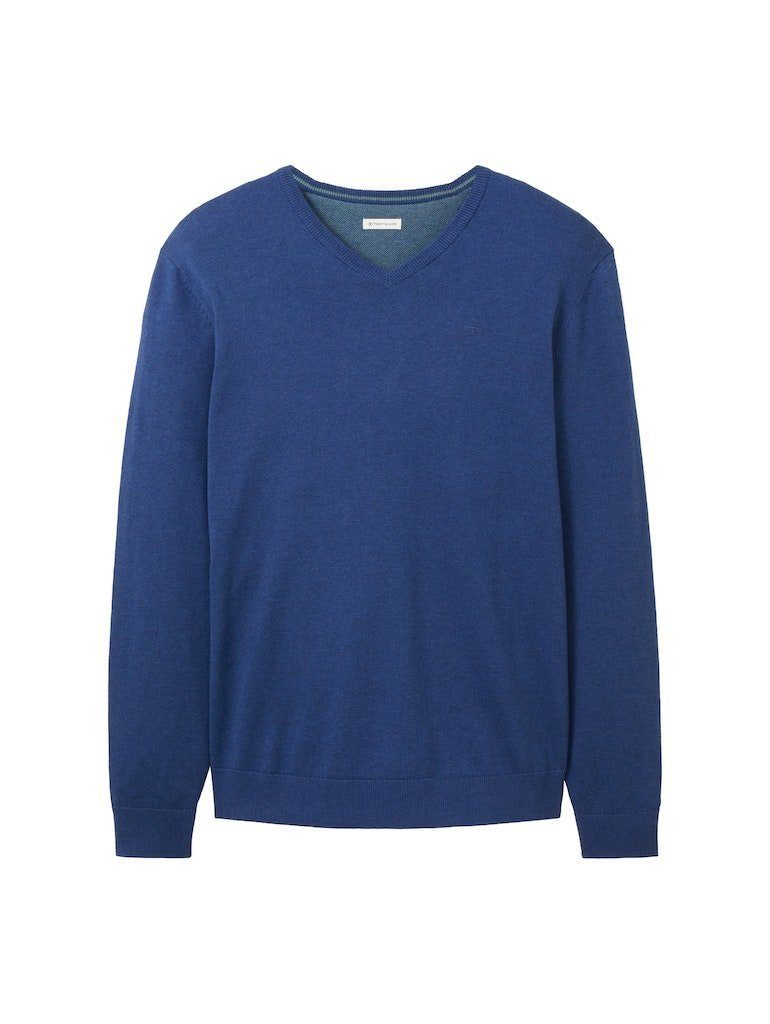 TOM TAILOR Sweatshirt Basic V-Neck Sweater (1-tlg) 32618 Hockey Blue Dark Melange