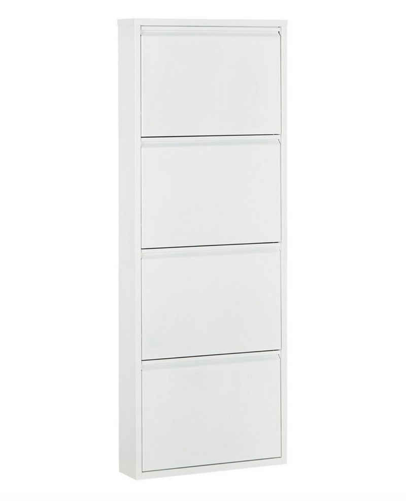 k-hometrends Schuhschrank KEKE 4 - WHITE stilvoller Schuhschrank, schmaler Organizer, 50x140x15cm