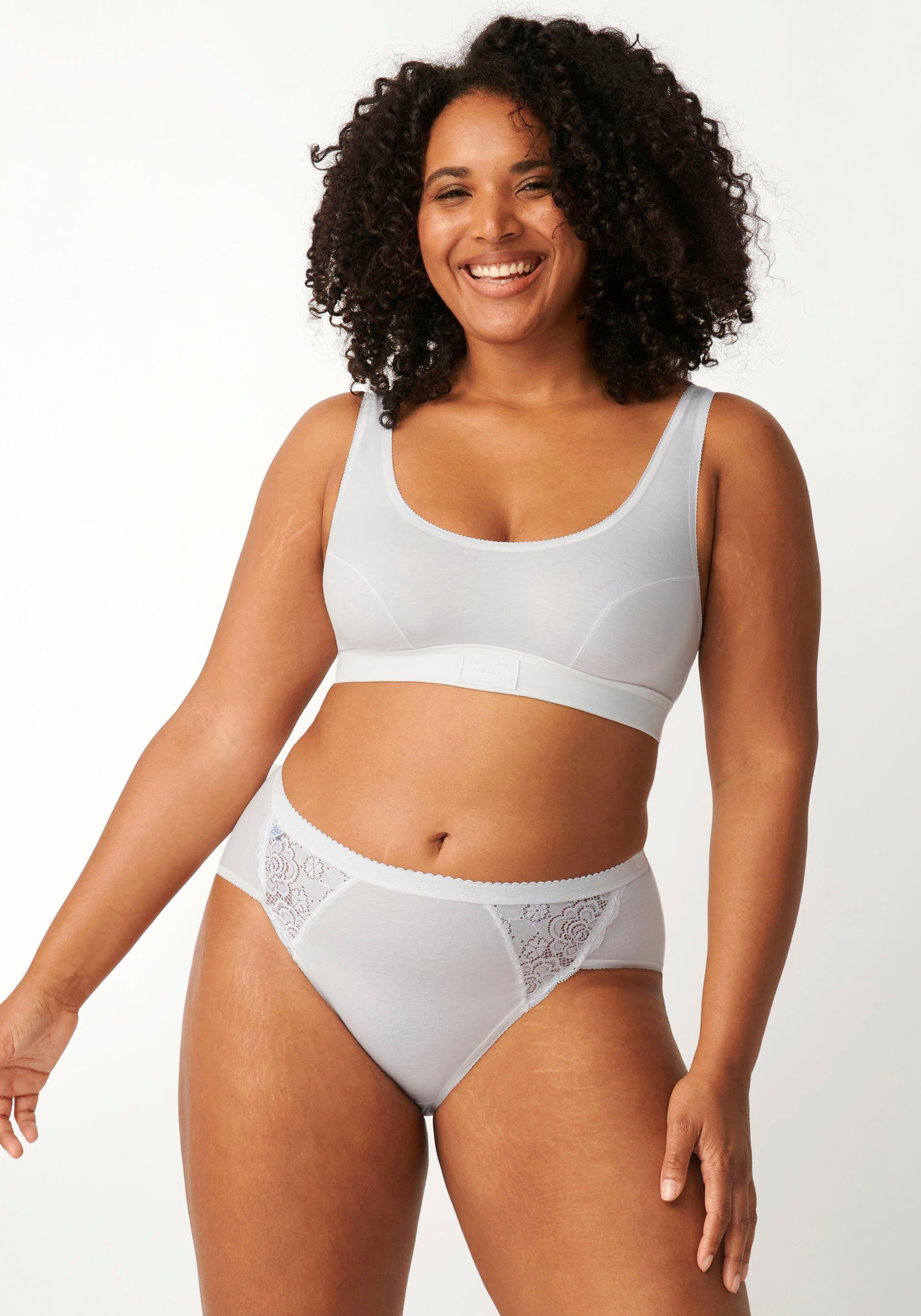 sloggi Midislip Chic (4er Pack) elastische Spitzeneinsätze, weiche Nähte, Baumwoll-Mix, feminin