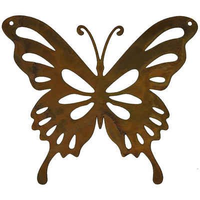 Rostikal Gartenfigur Schmetterling Deko Figur Metall Hängedeko oder Gartenstecker, echter Rost