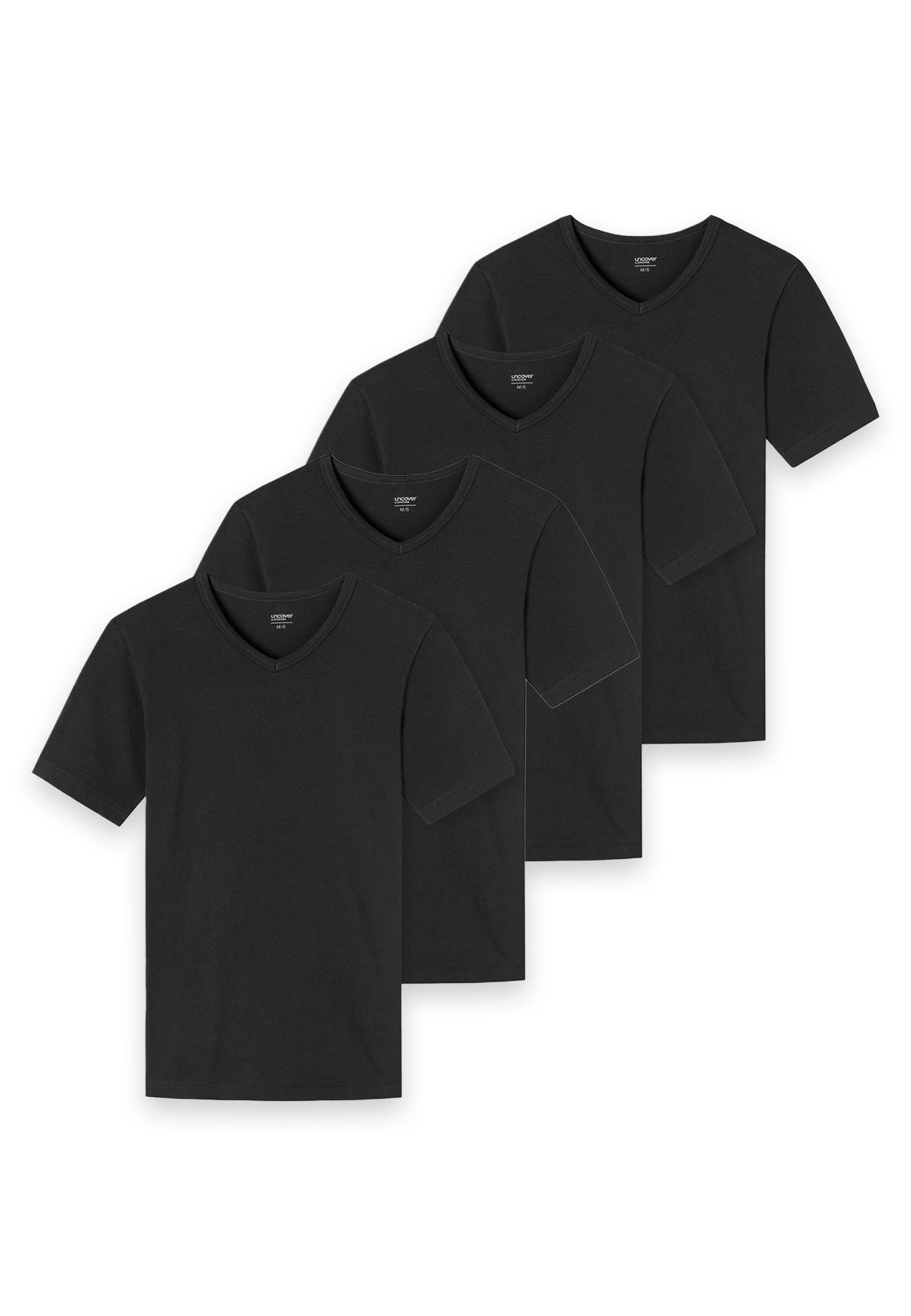 uncover by SCHIESSER Unterhemd 4er Pack Basic (Spar-Set, 4-St) Unterhemd / Shirt Kurzarm - Baumwolle - Schwarz