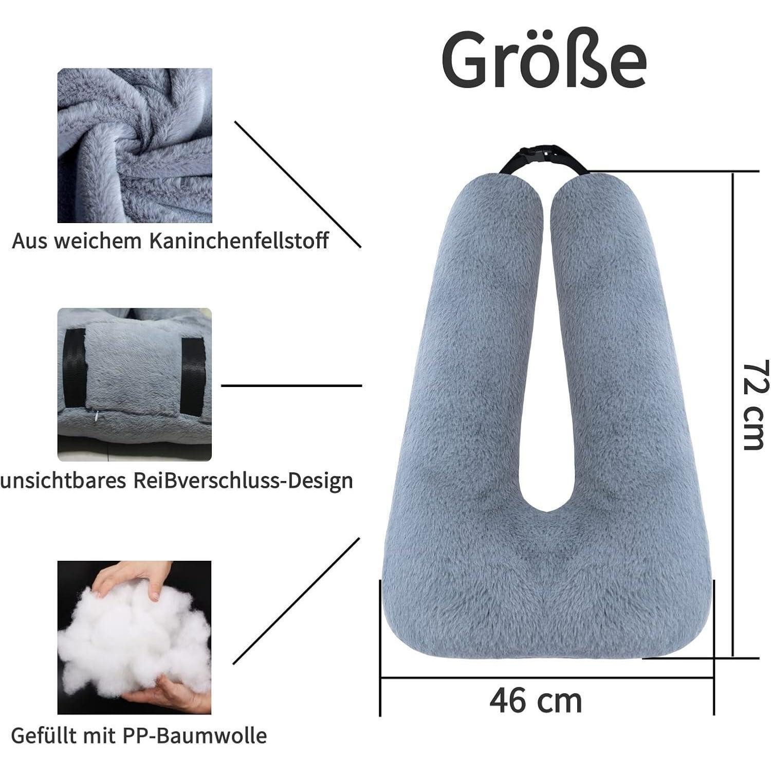 LuxusKollektion Reisekissen Reisekissen Kinder U Form Kunstfell Sicherheitsgurt Grau
