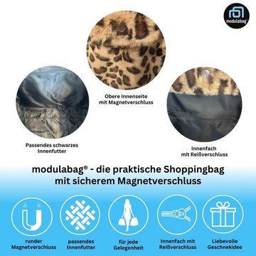 modulabag Shopper modulabag ® Tasche Shopper Flausch - Leo - Freizeittasche mit Henkel, in verschiedenen flausch Mustern