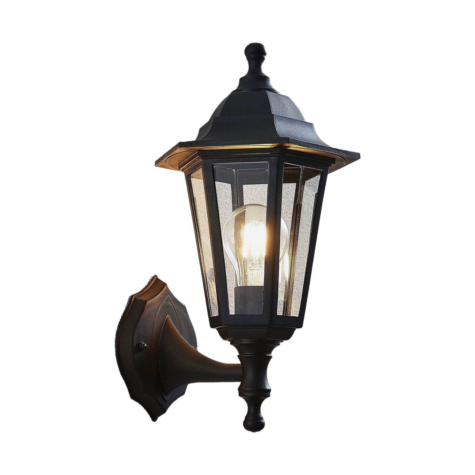 Lindby Außen-Wandleuchte Nane, Kunststoff Schwarz IP44, 1 x 15 W LED