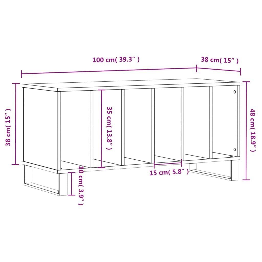 vidaXL Media-Regal Holzwerkstoff, cm Schwarz 100x38x48 Plattenschrank 1-tlg