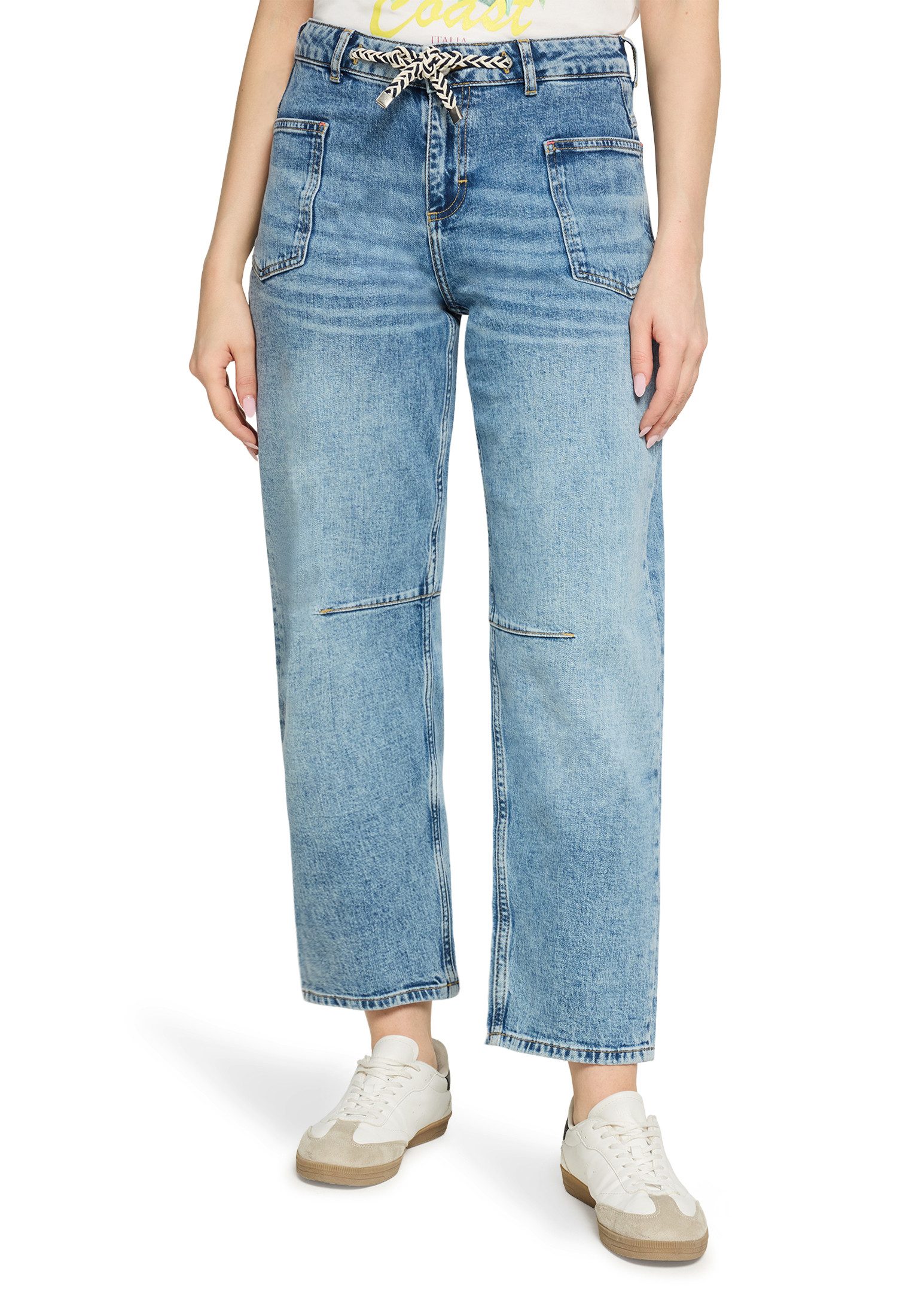 Cartoon Ankle-Jeans Damen mit Bindegürtel