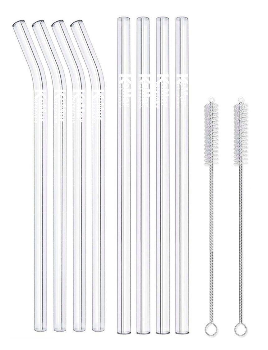 KeMar Kitchenware Trinkhalme Glastrinkhalme, (verschiedene Sets, 8-tlg., nach Auswahl), aus Borosilikat Glas