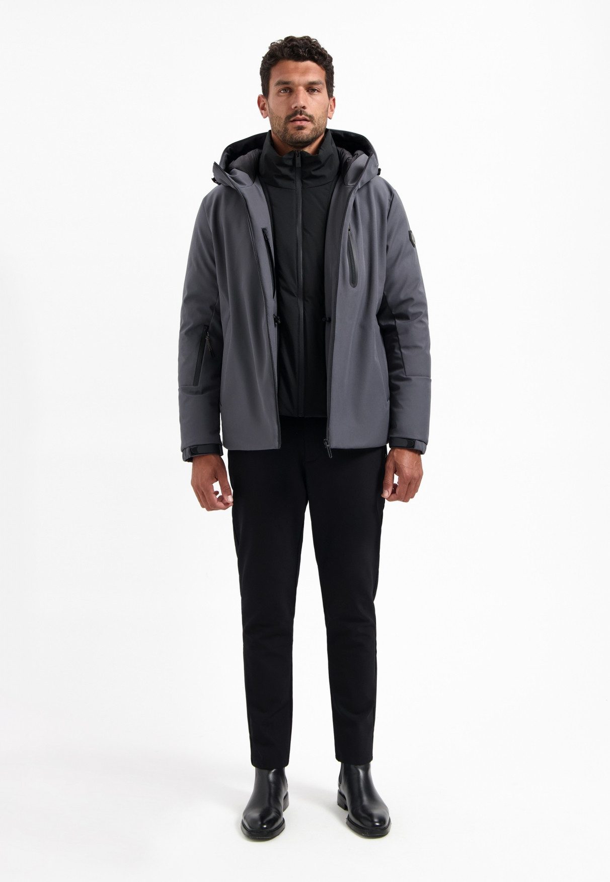 NO EXCESS Steppjacke No Excess Beschichtete Kapuzenjacke KAI Jacket