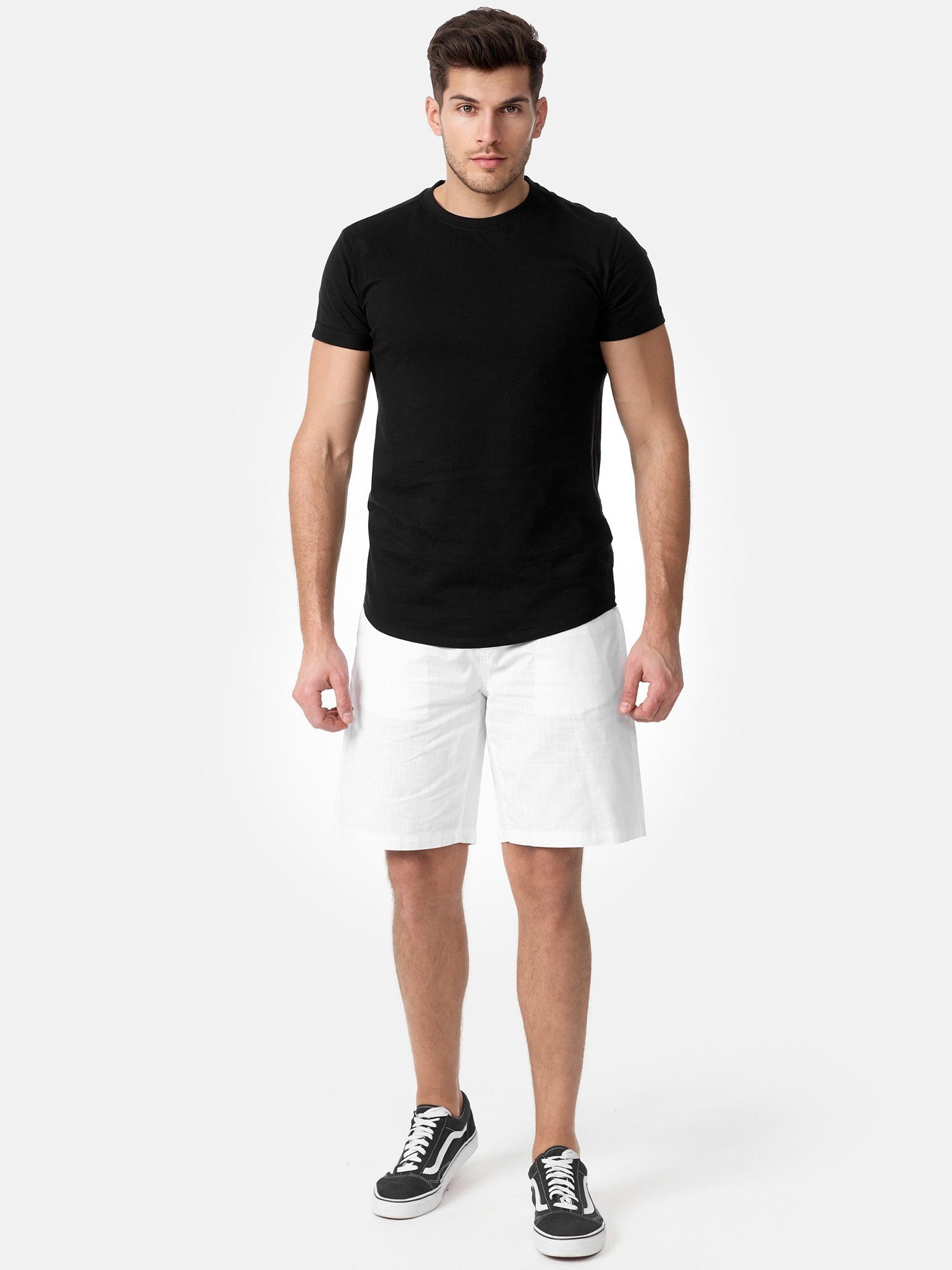 moderne in zeitlose Tazzio kurze Hose Leinen-Optik & A205 Shorts weiß