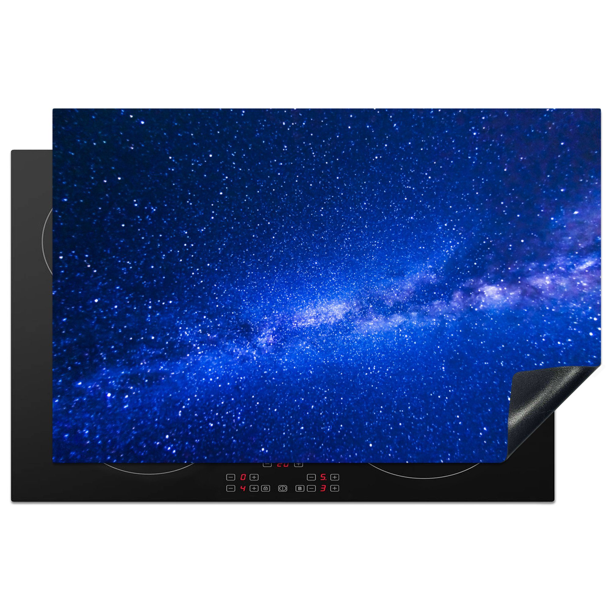 MuchoWow Herdblende-/Abdeckplatte Sternenhimmel - Universum - Blau - Jungen - Mädchen - Kinder, Vinyl, (1 tlg), 81x52 cm, Induktionskochfeld Schutz für die küche, Ceranfeldabdeckung