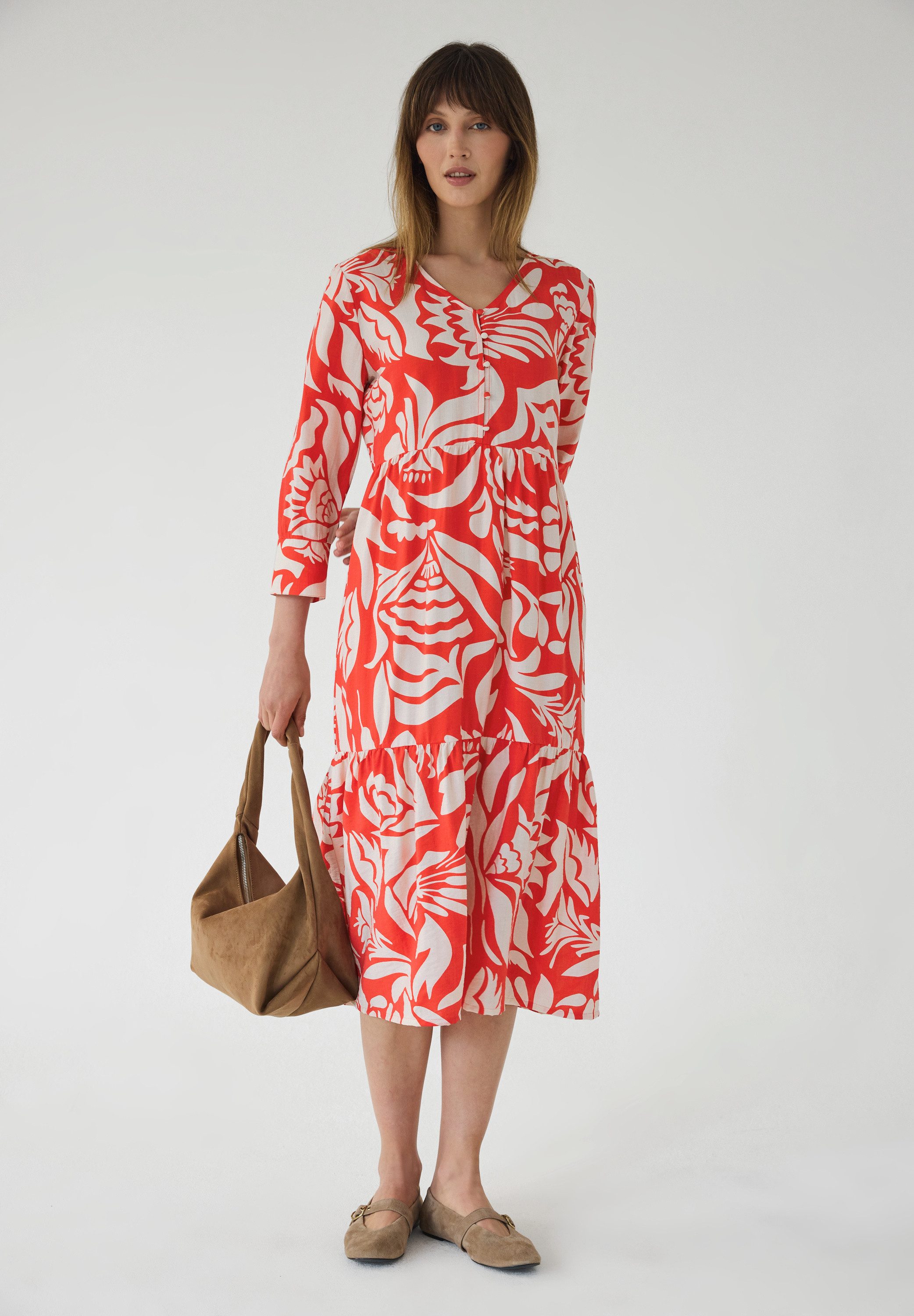STREET ONE STUDIO Midikleid Mit Allover Print Langarm Mit B ndchen Und street-one-studio-midikleid-mit-allover-print-langarm-mit-b-ndchen-und