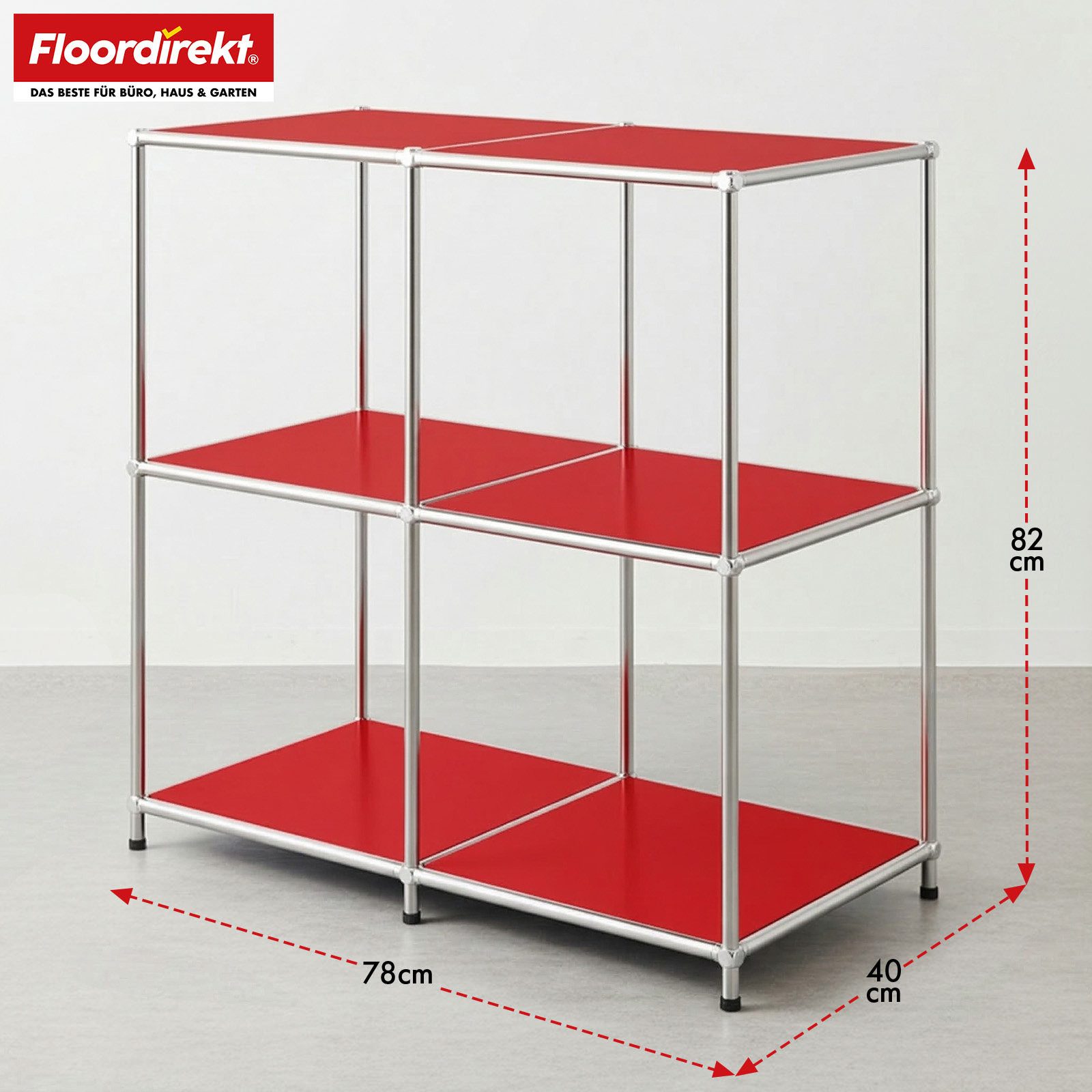 Floordirekt Sideboard Concept Epure MK-027 Metallregal, B78 × T40 × H82 cm, diverse Farben (modular, kratzfeste Pulverbeschichtung), offenes Ablageregal mit verchromtem Metallgestell, Design Regal