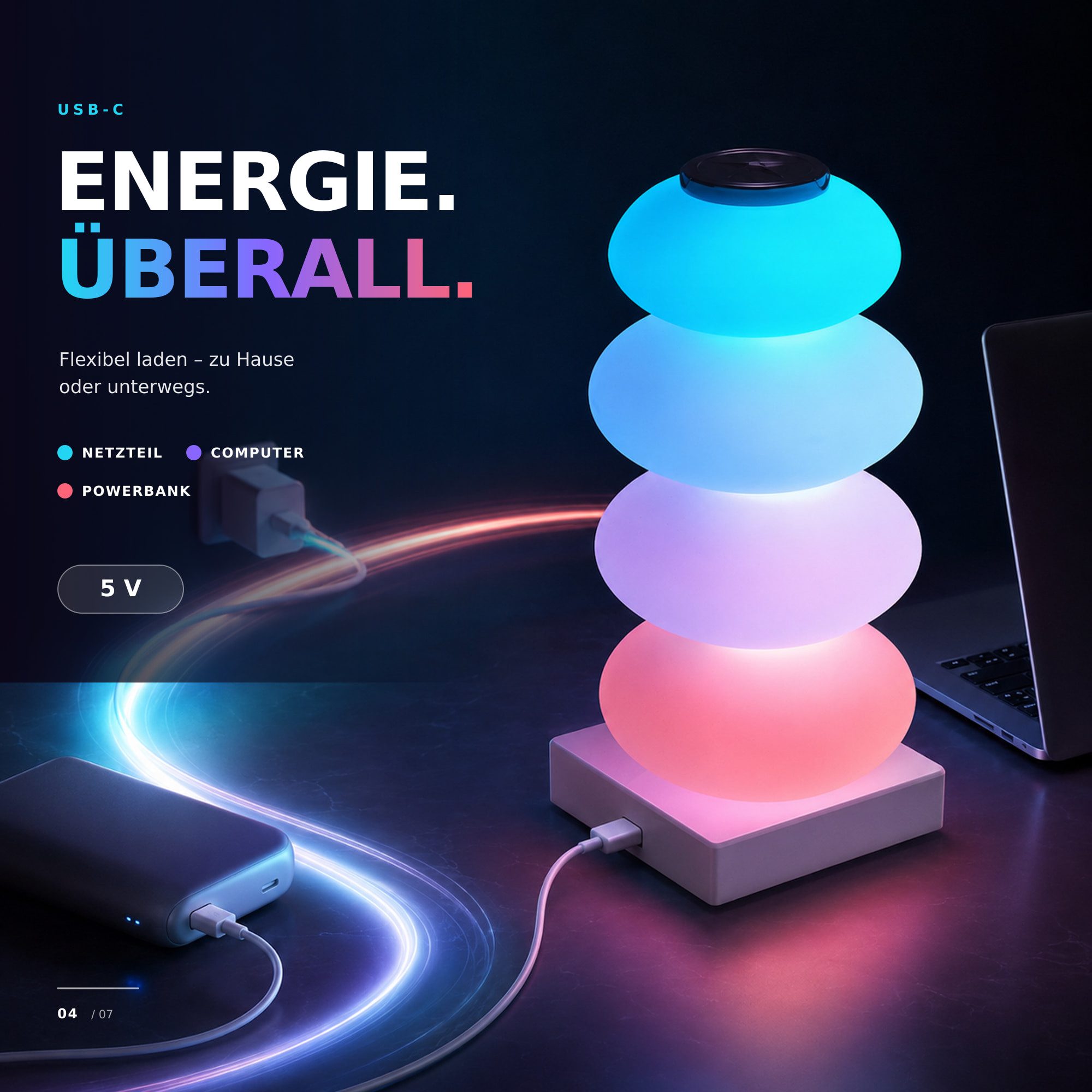 Luckice LED Nachttischlampe RGB LED Touch-Tischlampe im Süßigkeitenkürbis-Design, Nachttischlampe mit Farbwechsel, USB-Tischlampe für Schlafzimmer, Wohnzimmer u – Bild 5 von 5