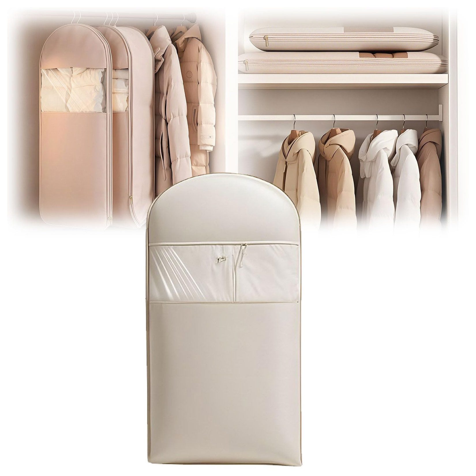 Coonoor Kleidersack Platzsparende hängende Kleidertasche Kleiderschrank-Organizer (1 St) Kompressionsreißverschluss, große Staubschutzhülle für Daunenjacken