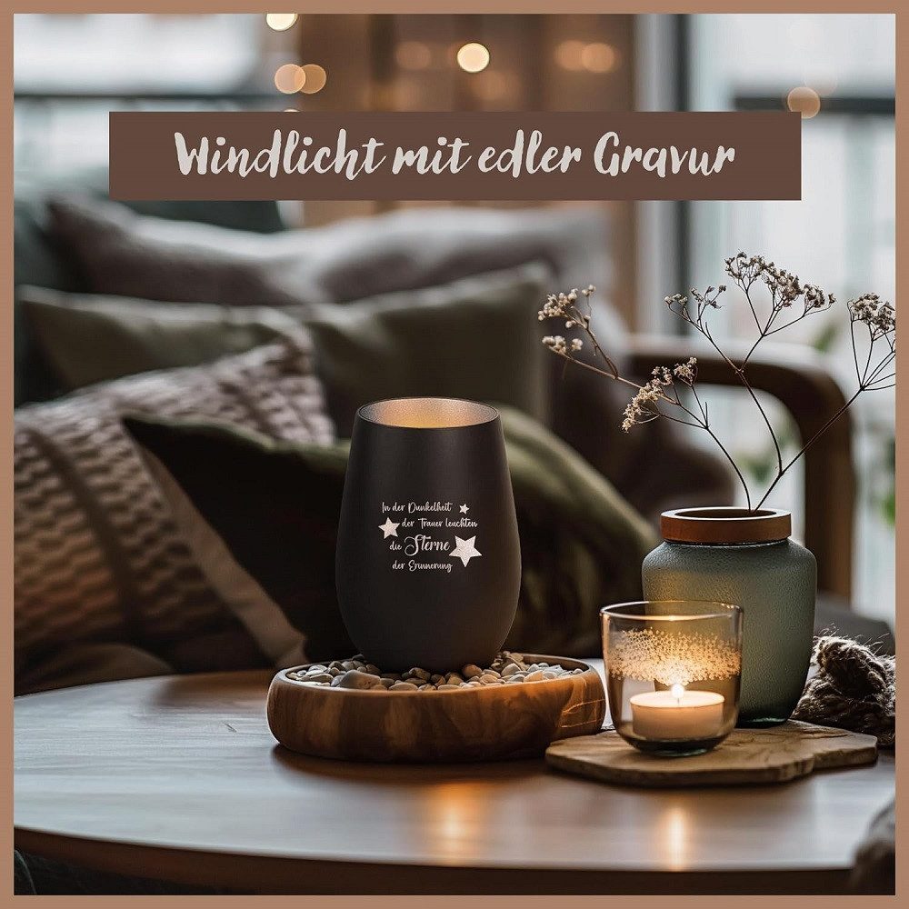 Der Porzellan-Laden Windlicht Windlicht In der Dunkelheit der Trauer leuchten die Sterne der Erinner