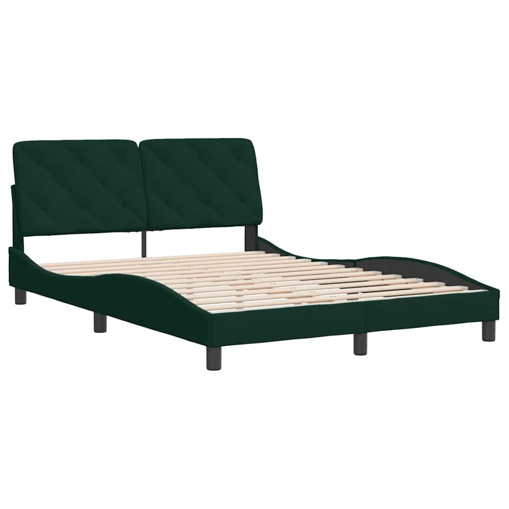 vidaXL Bett Bettgestell ohne Matratze Dunkelgrün 120x200 cm Samt