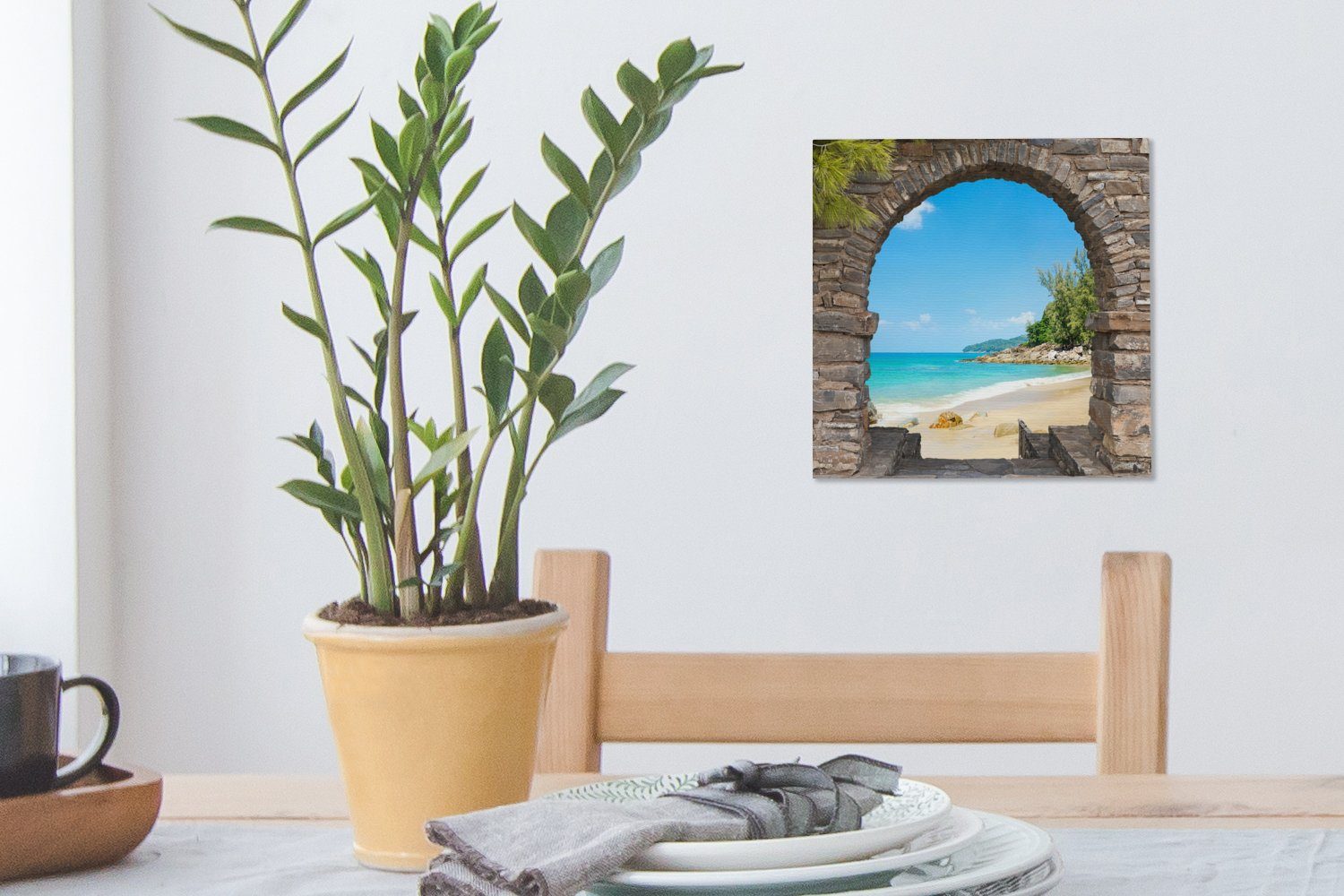 OneMillionCanvasses® Leinwandbild Transparent (1 - Leinwand Tropisch Schlafzimmer Strand Wohnzimmer Bilder St), für Sommer, - 