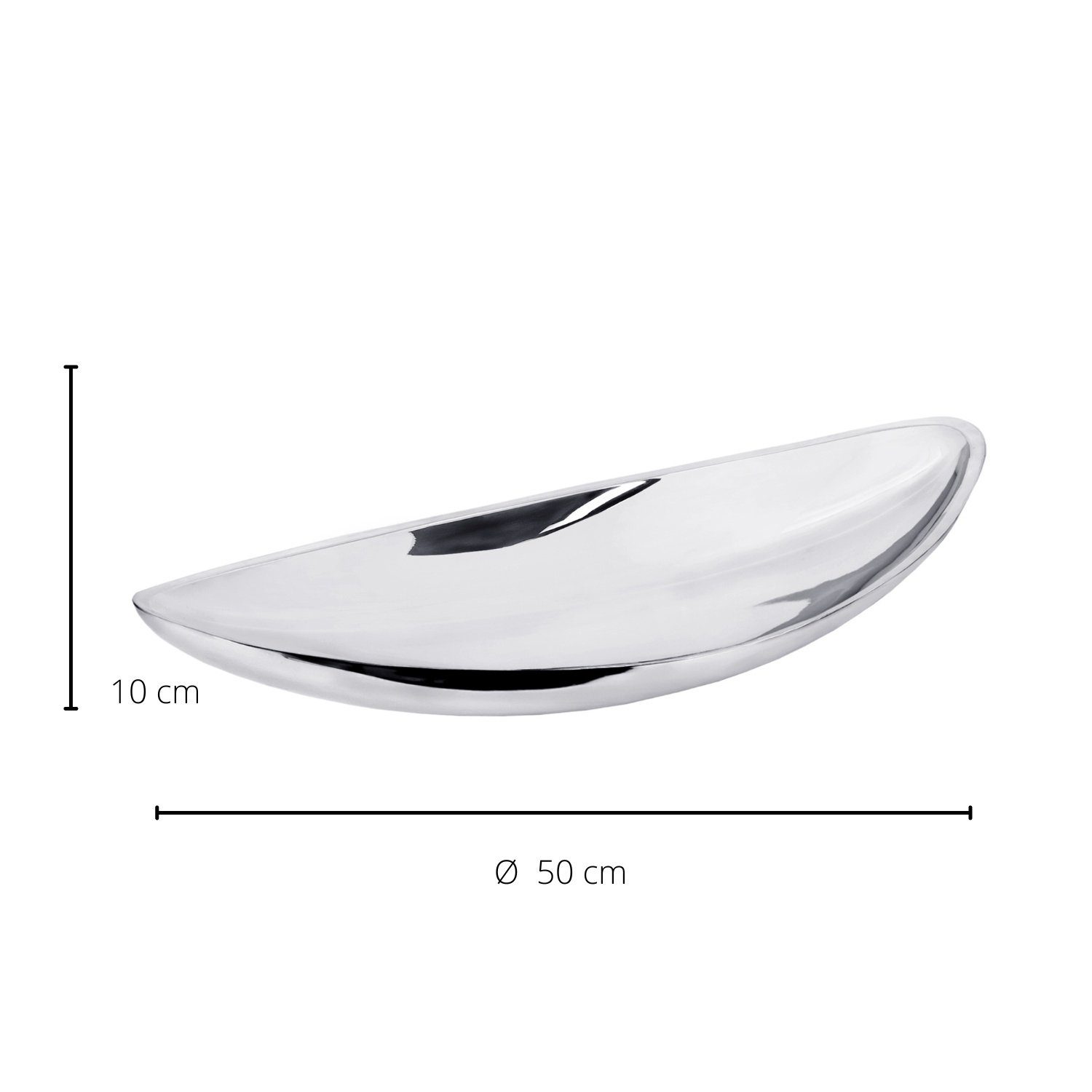 EDZARD Servierschale Halifax, Edelstahl, Schale, oval, Silber-Optik, hochglanzpoliert, H 10 cm