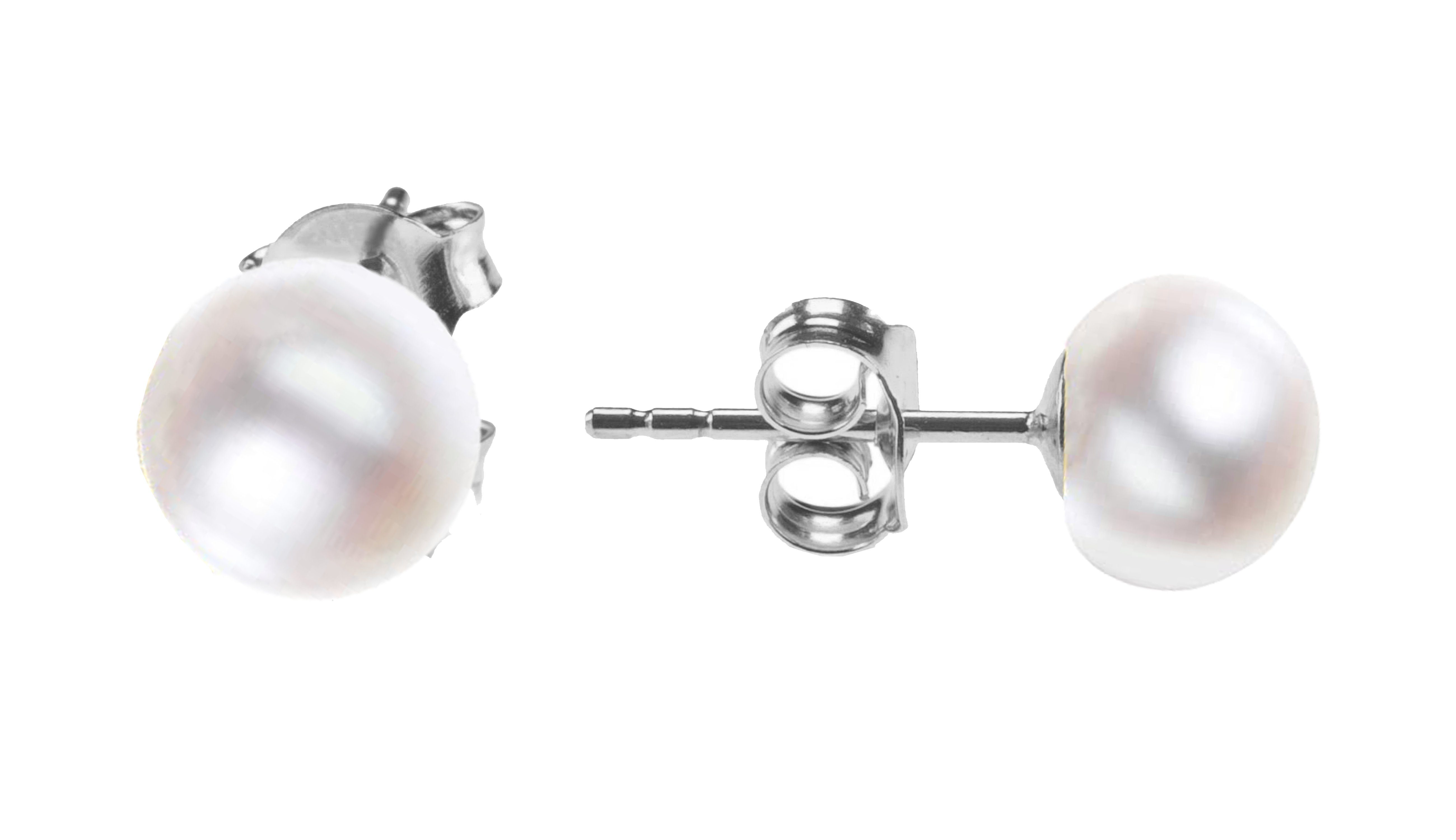5 Paar 7mm Süßwasser Perlen Schmuck Set Ohrringe Ohrstecker 925 Silber Ohrhänger 