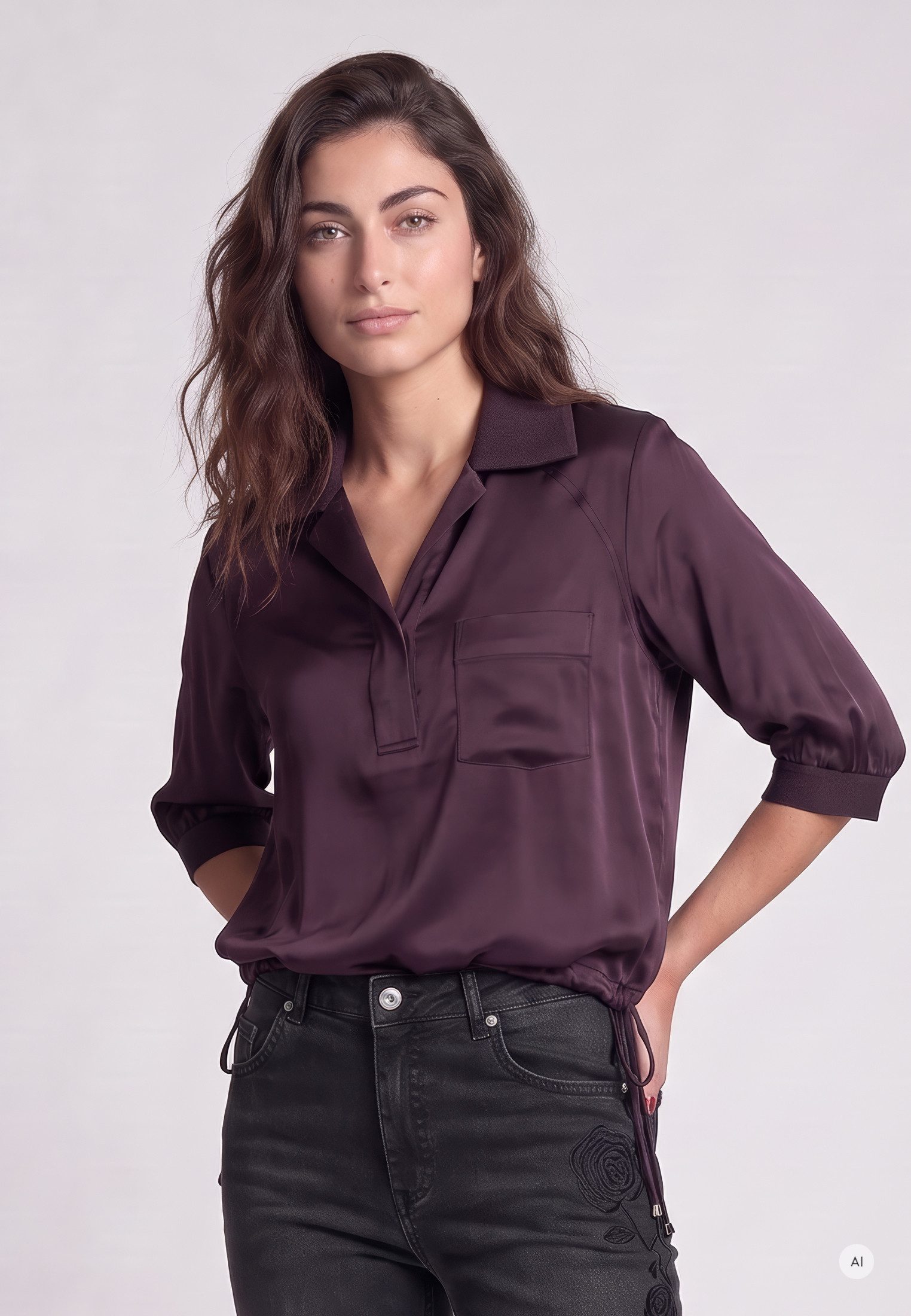 MARC AUREL Shirtbluse mit Strickkragen