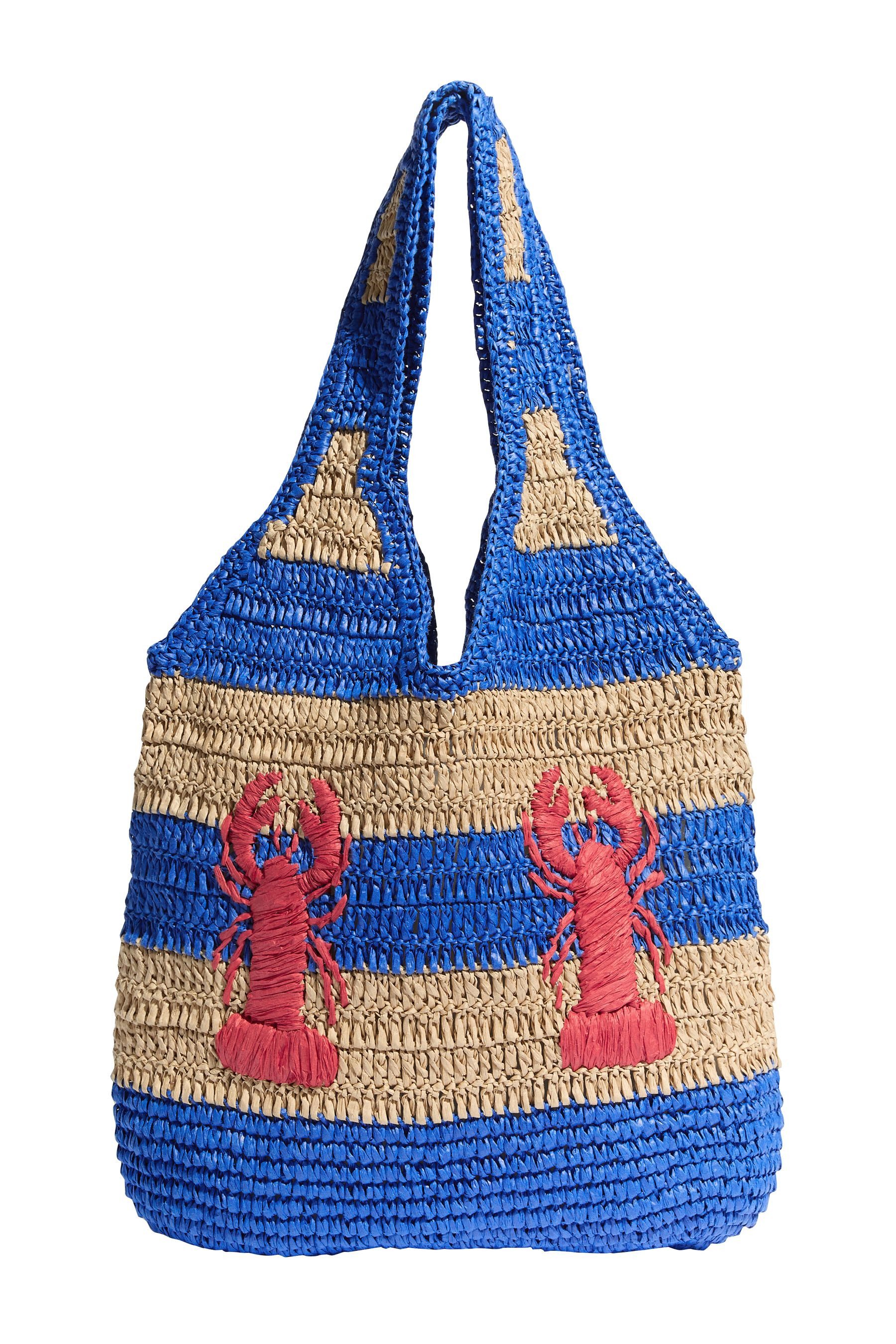 Love & Roses Einkaufsbeutel Love & Roses Raffia-Tragetasche mit Stickerei