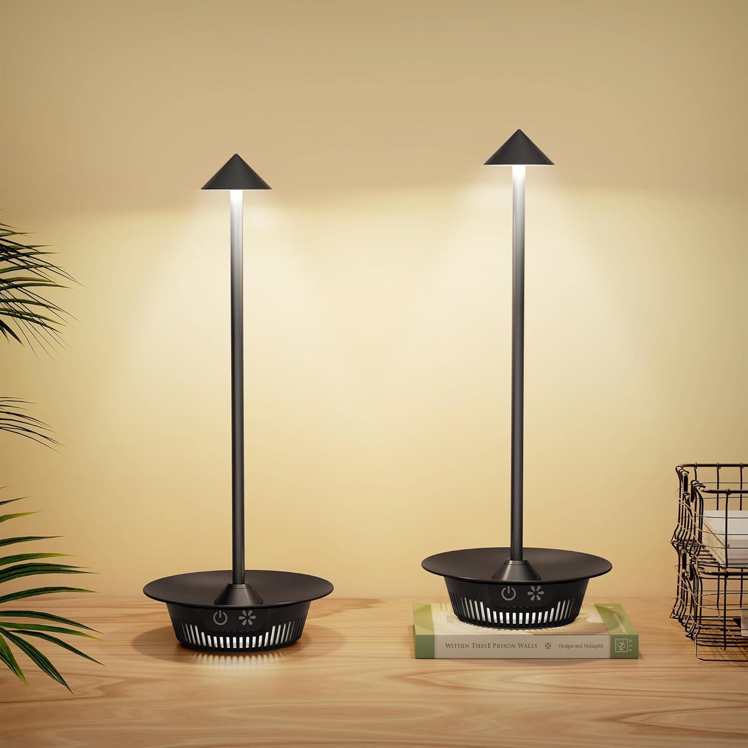 Nachttischlampe Kabellos Akku Lampe, Touch Dimmbare in 3 Farben, Gehäuse RGB-Dimmen