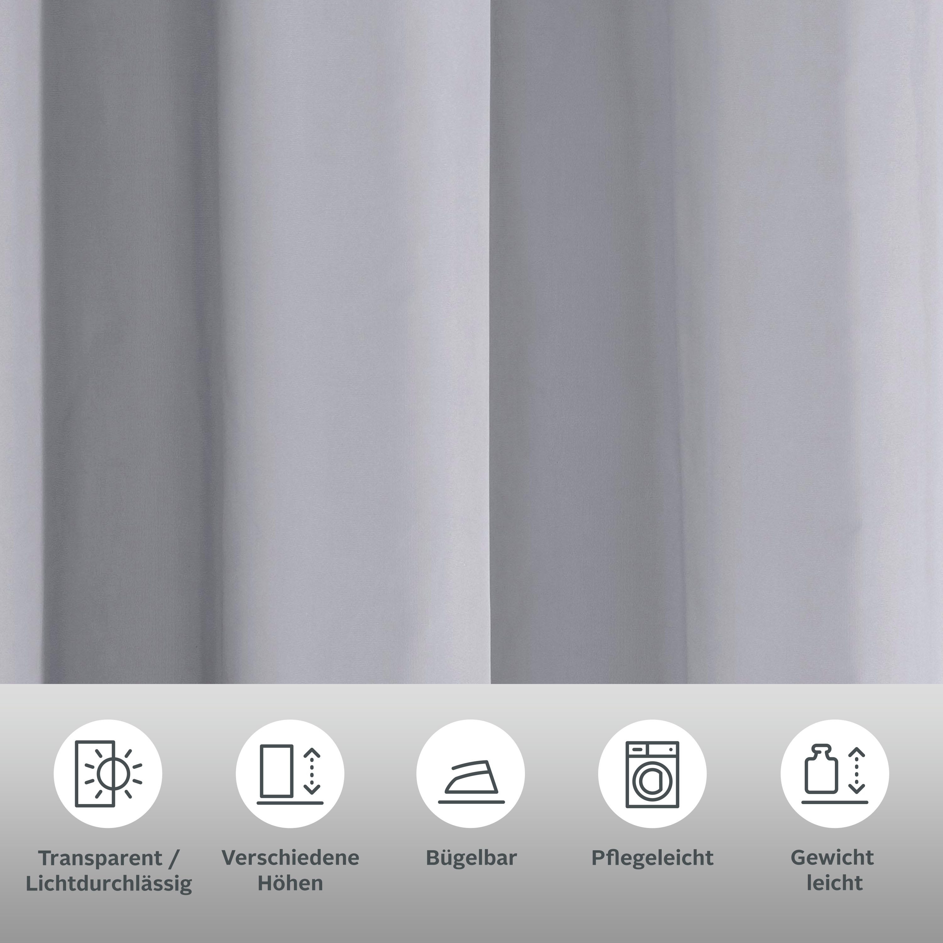 OTTO home Gardine XANA 1er- und 2er Pack mit Ösen, Topseller! (2 St), Ösen, transparent, Voile, einfarbig, 1 bzw. 2er Set, pflegeleicht, Kundenliebling – Bild 3 von 5