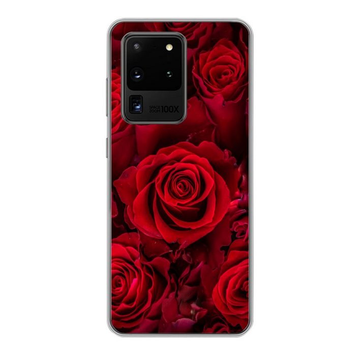 MuchoWow Handyhülle Blumen - Rosen - Rot Phone Case Handyhülle Samsung Galaxy S20 Ultra Silikon Schutzhülle
