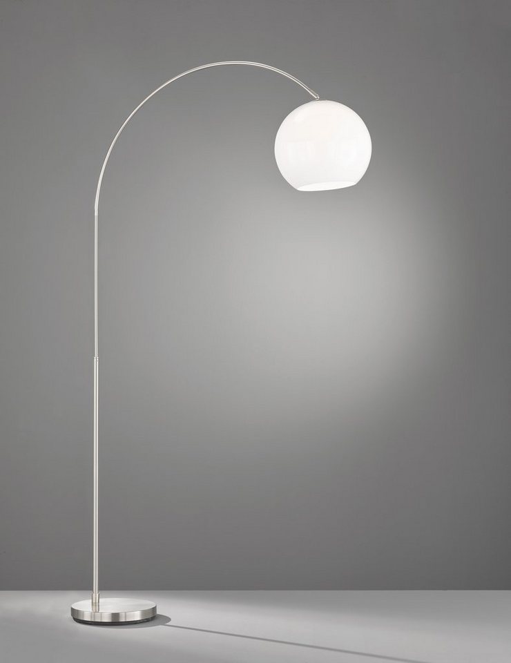 FHL easy! Stehlampe Arcus, Ein-/Ausschalter, ohne Leuchtmittel,  nickelfarben - Acrylglas - weiß