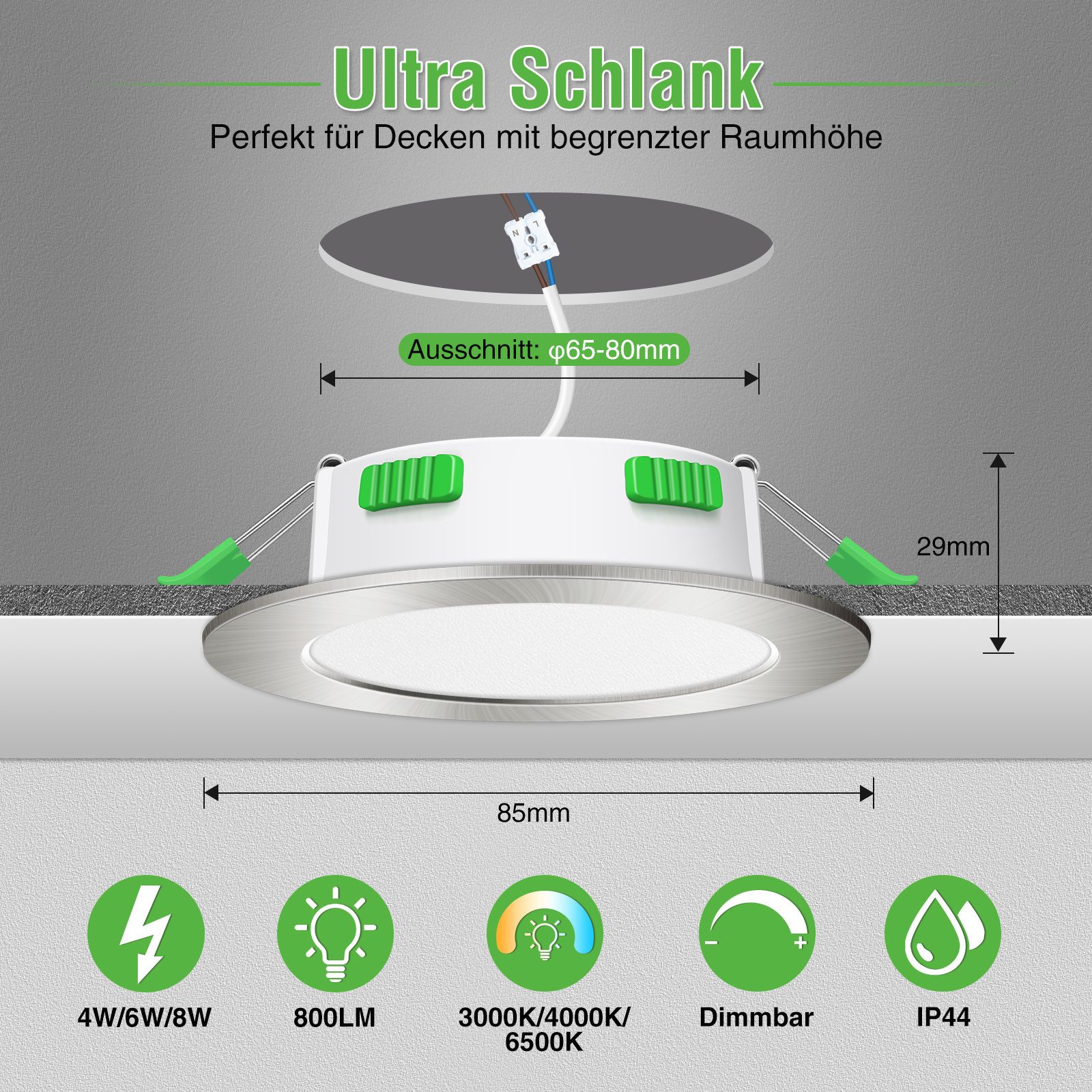 ALUSSO LED Einbaustrahler 10er-Set, 8W LED günstig online kaufen