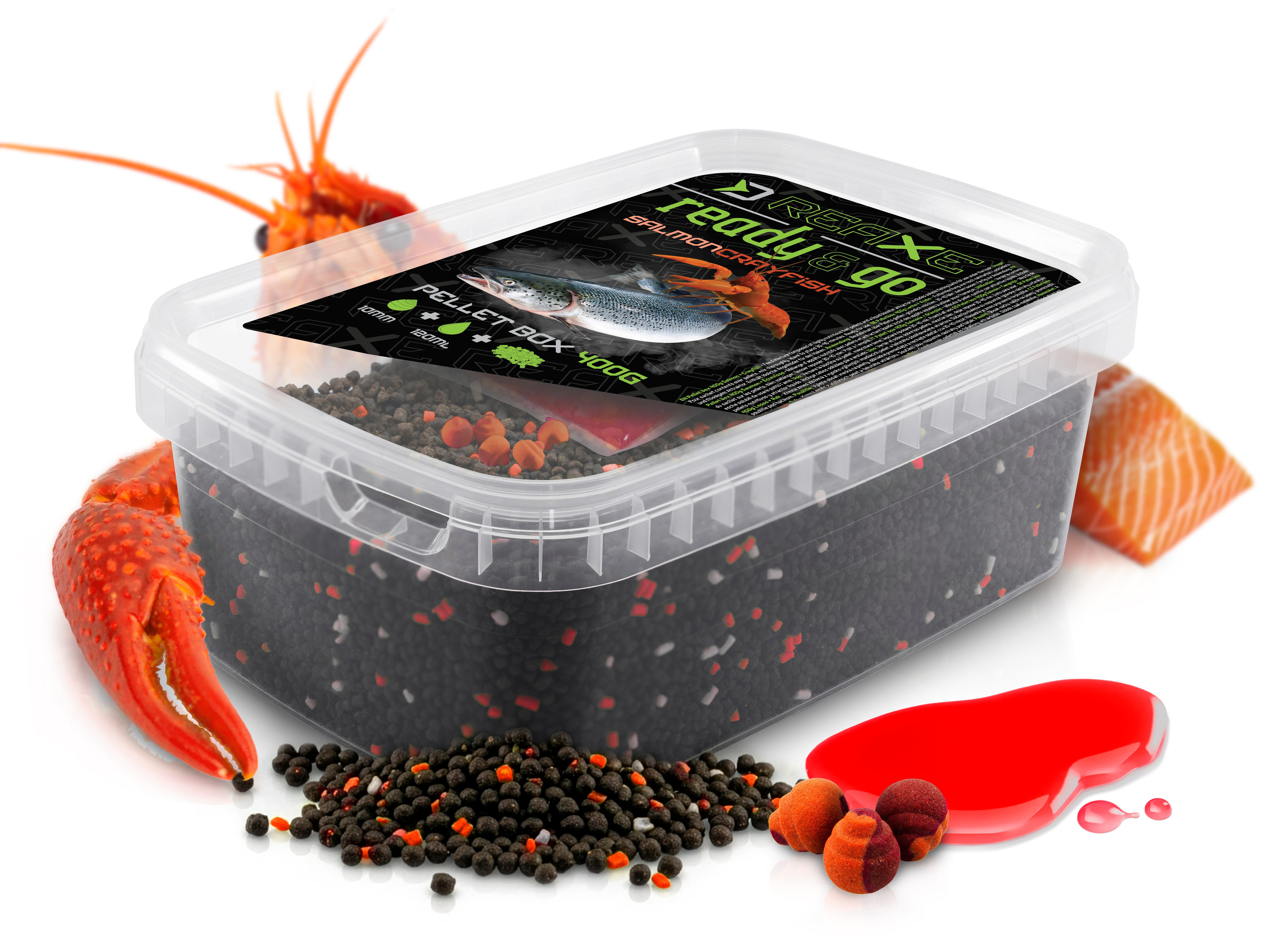 Delphin.sk Fischpellets Pellet Box SET 400g - Lachs Knoblauch Mango Mais - Feeder Karpfen, Starker und durchdringender Geschmack