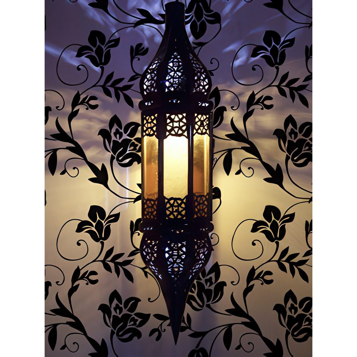 Marrakesch Orient & Mediterran Interior Deckenleuchte Maurische Deckenlampe Rihana edel aus Metall und Glas in Orange 56 cm, ohne Leuchtmittel, Handarbeit
