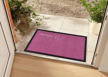 Fußmatte Fußmatte Welcome pink rechteckig In- / Outdoor Schriftzug Kurzflor, Teppich Boss, rechteckig, Höhe: 5 mm