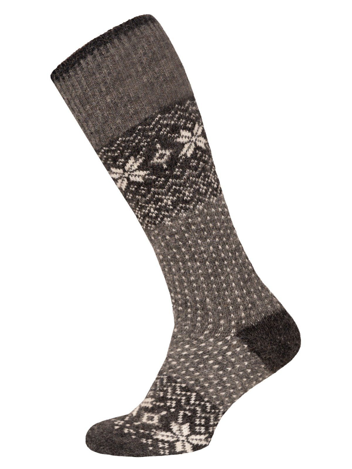 HomeOfSocks Kniestrümpfe Norway Wintermuster grau - 1 Paar