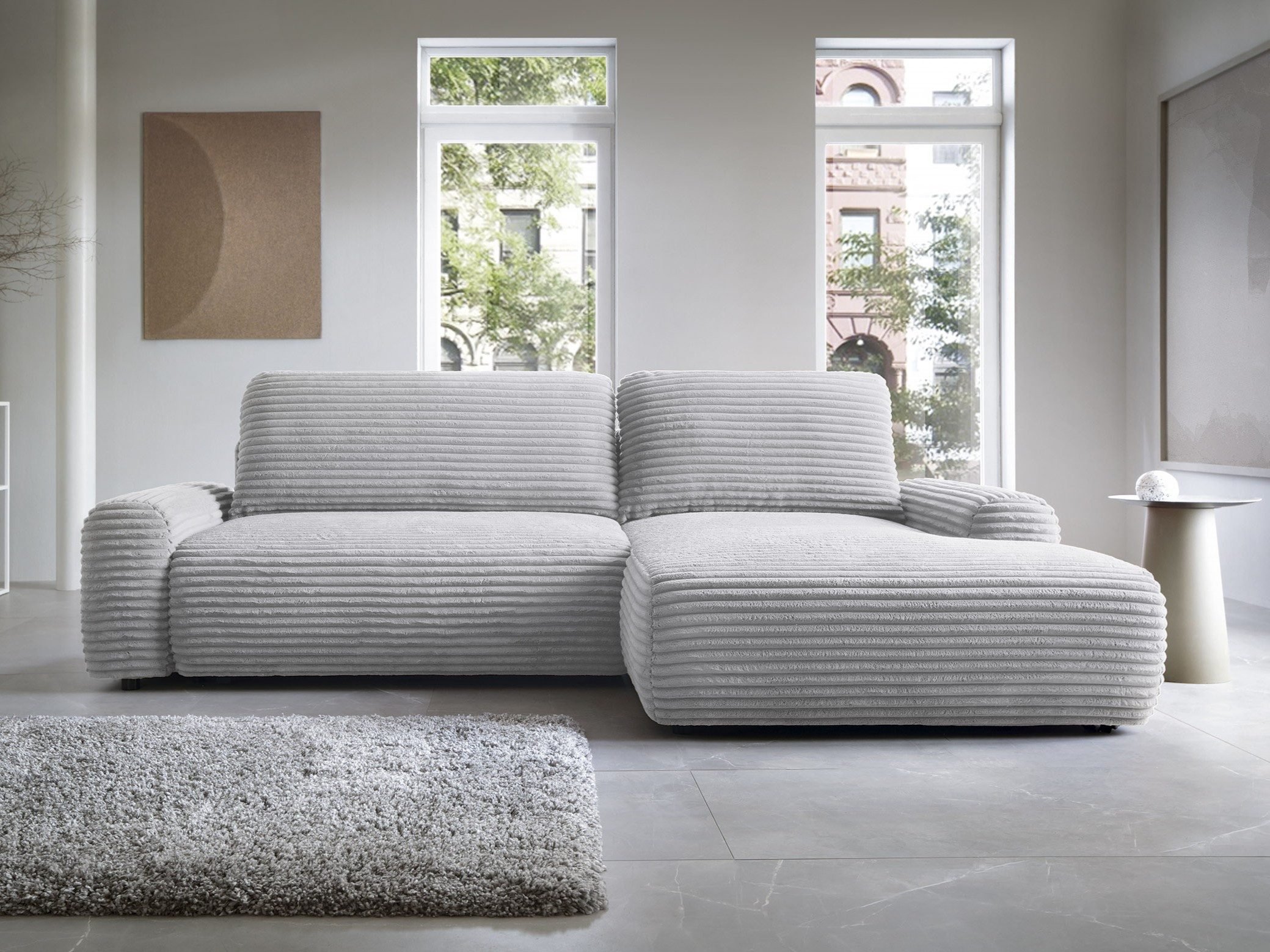 Goldstoff Ecksofa mit Schlaffunktion und Bettkasten, günstig online kaufen