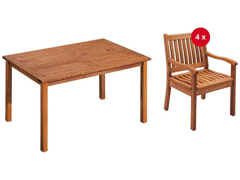 memo Garten-Essgruppe Cansa, (Spar-Set, 5-tlg., Tisch 150 x 90 cm, 4 Stühle), Made in Europe