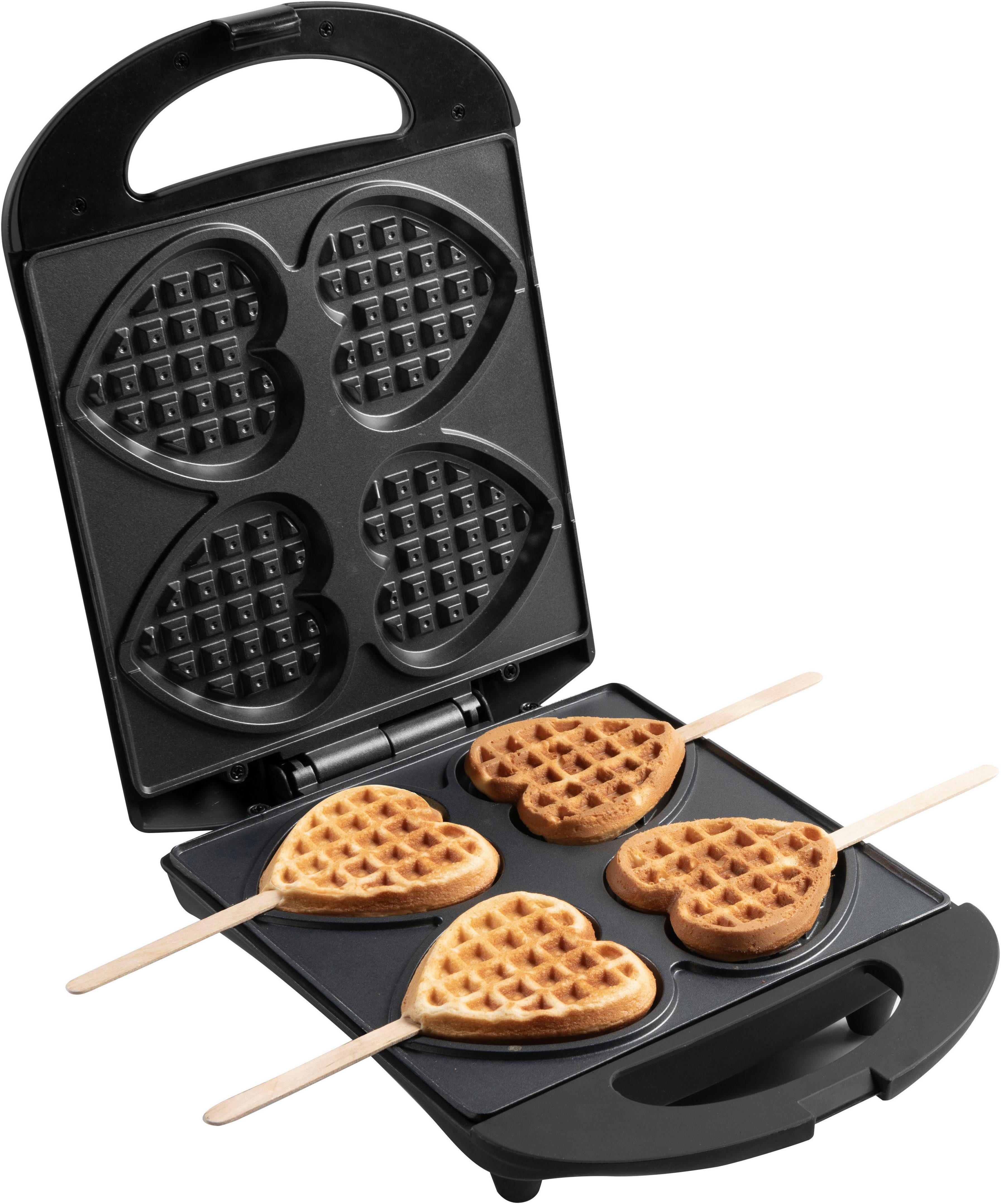 bestron Waffeleisen DSW271BL für Herzwaffeln am Stiel, mit Antihaftbeschichtung, 780 W