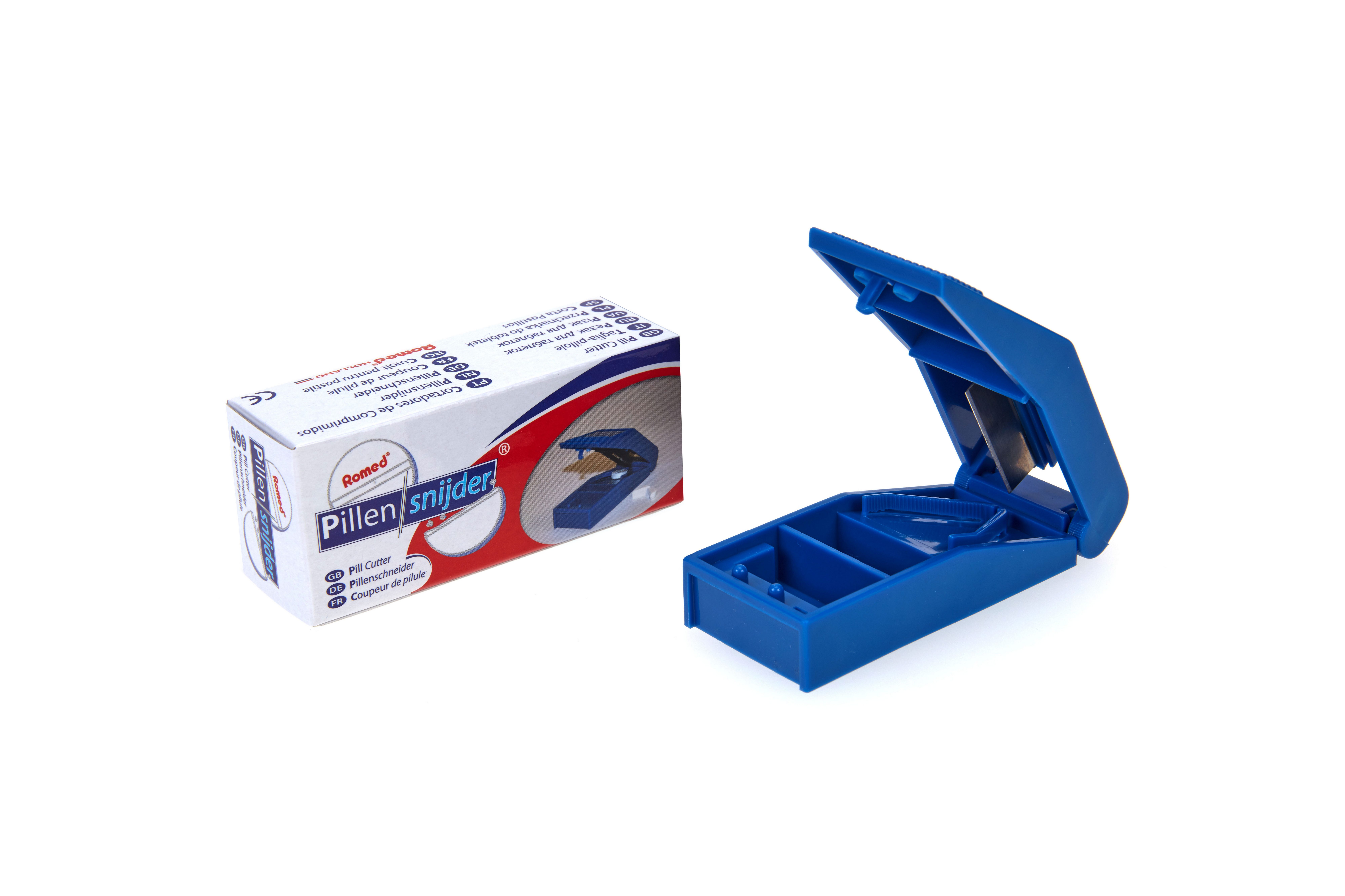 Romed Pillendose Pillenschneider, blau