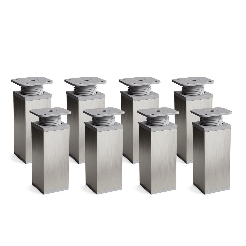 sossai® Möbelfuß Design-Möbelfüße, 4er & 8er Set, höhenverstellbar MFV1, Farbe: Inox/G, (8-St), Farbe: Inox/Grau