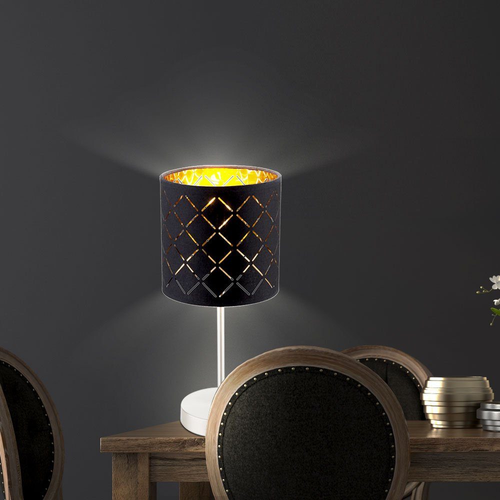 Lampe Lese inklusive, schwarz Tischleuchte, Textil Leuchtmittel gold im- Warmweiß, Zimmer etc-shop Leuchte LED Schalter Wohn Tisch