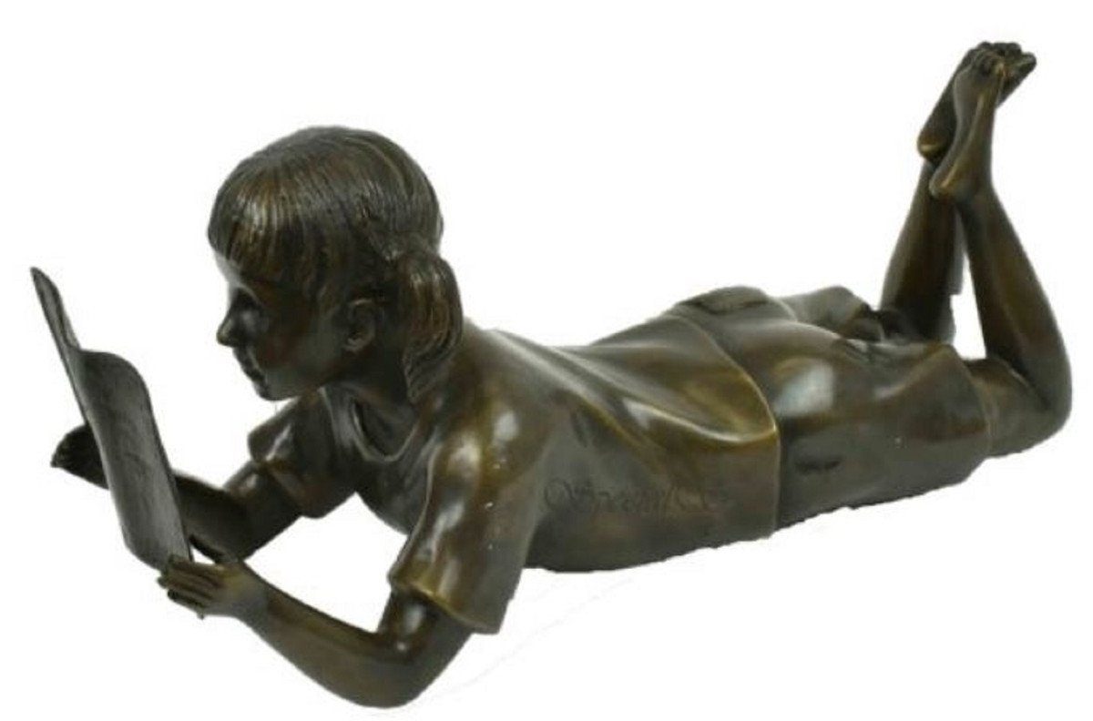 Deko Dekofigur cm - Casa Accessoires Dekofigur Luxus H. 60 Padrino liegendes - Bronze - 22 Mädchen Bronzefigur 27 Skulptur x x liest Bronze