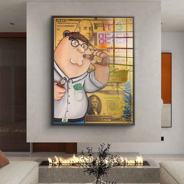 DOTCOMCANVAS® Acrylglasbild Beer o'clock - Acrylglas, Acrylglasbild Beer o'clock Peter Griffin Family Guy Comic Dollar Bill