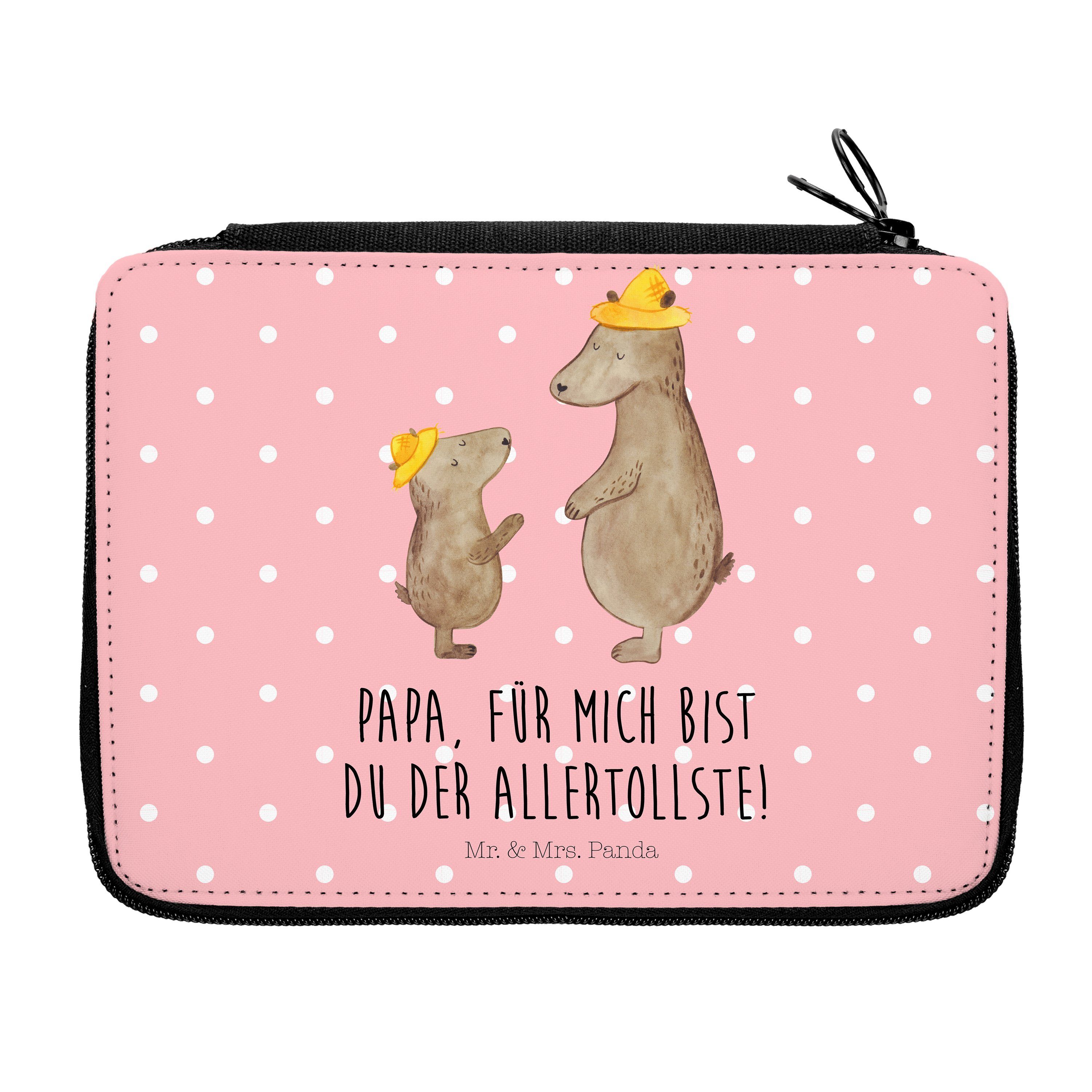 Mr. & Mrs. Panda Federmäppchen Bären mit Hut - Rot Pastell - Geschenk, Vorbild, Stiftetasche, Papa, (1-tlg)