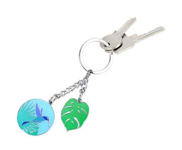 TROIKA Schlüsselanhänger Schlüsselanhänger mit 2 Anhängern Kolibri und Monstera Blatt KOLIBRI